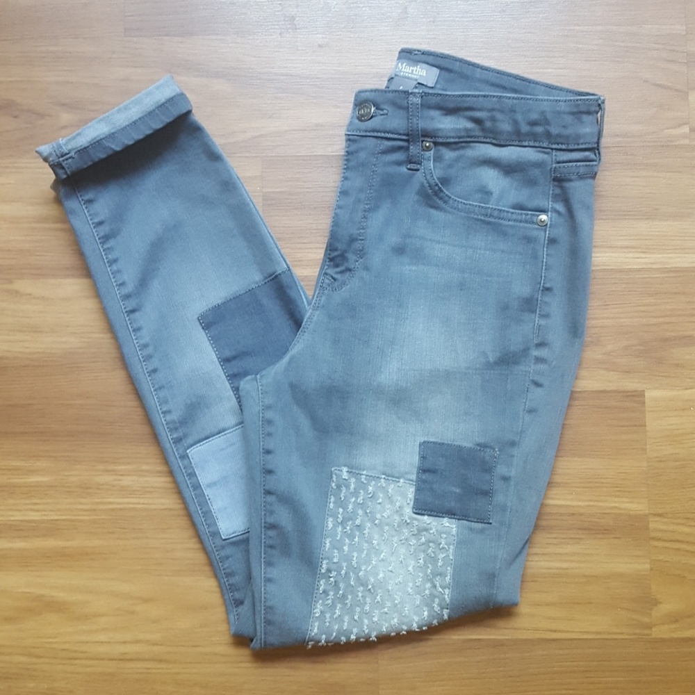Martha Stewart Knee Patch Skinny Jeans